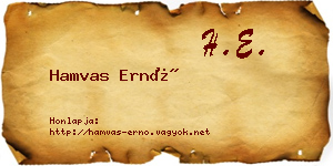 Hamvas Ernő névjegykártya